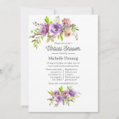 Aquarell Blütenfeder Virtual Baby Dusche Einladung (Vorderseite)