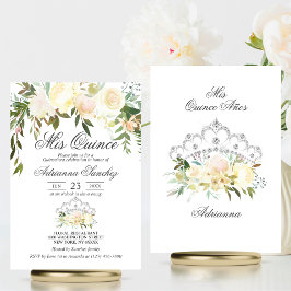 Aquarell Blütenrosa Creme Elfenbein Quinceñera Einladung