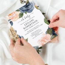 Aquarell Blütenrosa Navy Oh Babydusche