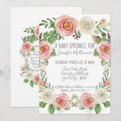 Aquarell Blütenrosa Weiße Blume Kindersprinke Einladung (Vorne/Hinten)