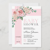 Aquarell Blütenrot Rosa Girl BABY DUSCHE Einladung (Vorderseite)