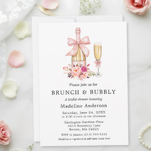 Aquarell-Bogen rosa Rosen Brautparty Brunch Einladung