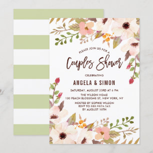 Aquarell-Bohemian-Blumen-Paar-Dusche Einladung