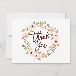 Aquarell-Bohemian-Blumenkranz-Dankeskarten Dankeskarte