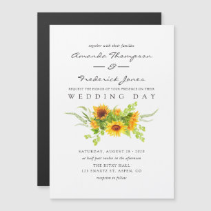 Aquarell-Bohemian-Boho-Sonnenblumen-Hochzeit Magneteinladung