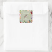Aquarell Bohemisch Flora Osterhase Bunny Quadratischer Aufkleber (Tasche)
