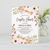 Aquarell Bohemische Blume Paare Dusche Einladung (Stehend Vorderseite)