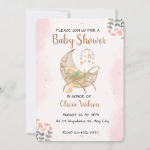 Aquarell Boho Baby Shower Mond Einladung