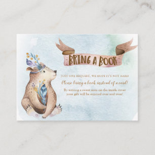 Aquarell Boho Bär Bring ein Buch Baby Shower Begleitkarte