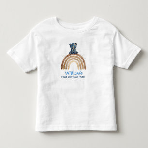 Aquarell Boho Blau Bär Junge Geburtstag Beige Kleinkind T-shirt