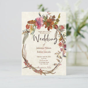 Aquarell Boho Blumen Hochzeitseinladung Einladung