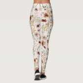 Aquarell Boho Blumenmuster Leggings (Rückseite)