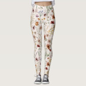 Aquarell Boho Blumenmuster Leggings (Vorderseite)