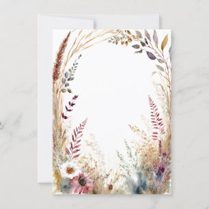 Aquarell Boho Blumenrahmen leere Hochzeit Einladung
