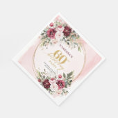Aquarell Boho Burgunder-Rosa 60. Geburtstag Servie Serviette (Ecke)