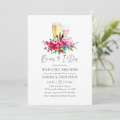 Aquarell Boho Chic Floral Getränke vor den I Dos Einladung (Stehend Vorderseite)