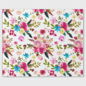 Aquarell Boho Chic Florale Hochzeit Geschenkpapier (Flach)