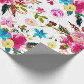 Aquarell Boho Chic Florale Hochzeit Geschenkpapier (Ecke)