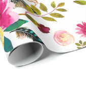 Aquarell Boho Chic Florale Hochzeit Geschenkpapier (Rolleneckpunkt)