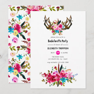Aquarell Boho Chic Florales Junggesellinnenabschie Einladung