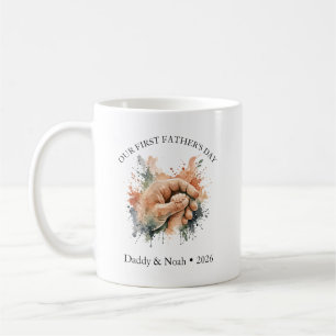 Aquarell Boho Erster Vatertag Fauststoß Kaffeetasse