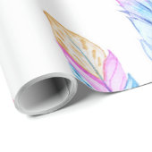 Aquarell Boho Feder-Druck 3 Geschenkpapier (Rolleneckpunkt)