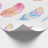 Aquarell Boho Feder-Druck 3 Geschenkpapier (Ecke)