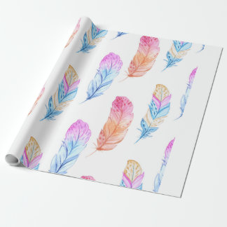 Aquarell Boho Feder-Druck 3 Geschenkpapier
