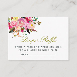 Aquarell Boho Floral Baby Shower Windelraffel Begleitkarte