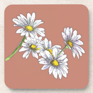 Aquarell Boho Floral Daisy Weihnachtsgeschenk Getränkeuntersetzer