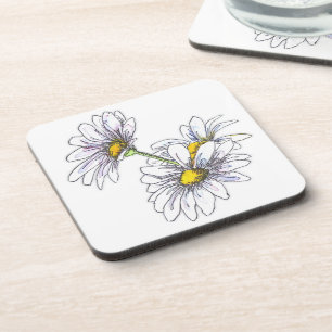 Aquarell Boho Floral Daisy Weißes Weihnachtsgesche Getränkeuntersetzer
