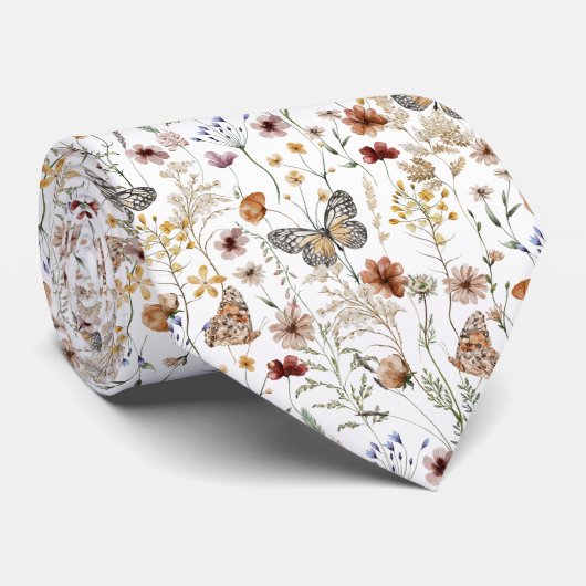 Aquarell Boho Floral Krawatte (Gerollt)