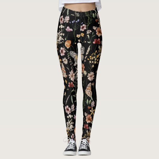 Aquarell Boho Floral  Leggings (Vorderseite)