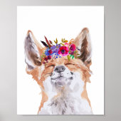 Aquarell Boho Fuchs Blumen Blumenkrone Poster (Vorne)