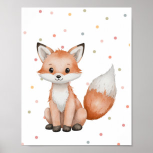 Aquarell Boho Fuchs Kinderzimmer Wald Wandkunst Poster