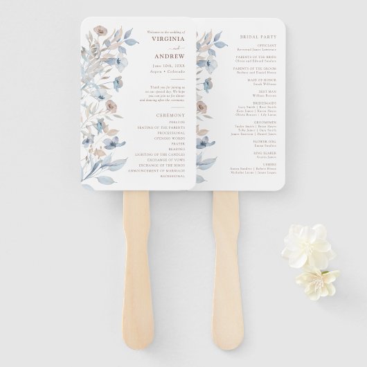 Aquarell Boho Hochzeitsprogramm Fächer (Vorne und Hinten)