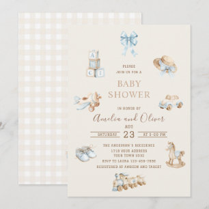 Aquarell Boho-Kinderzimmer Junge Baby-Party Einladung