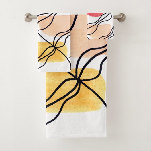 Aquarell Boho-Muster Badhandtuch Set (Insitu)