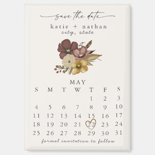 Aquarell Boho Neutral Save-the-Date-Magnet Magnet (Vorderseite)
