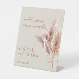 Aquarell Boho Pampas Gras Hochzeitsschilder nach M Sockelschild