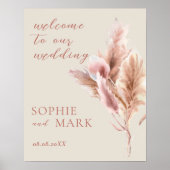 Aquarell Boho Pampas Gras Willkommenshochzeit Poster (Vorne)