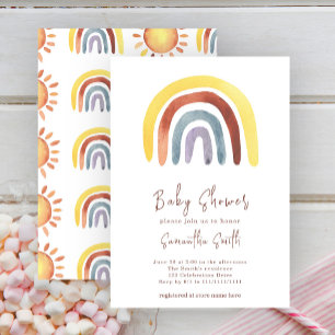 Aquarell-Boho-Regenbogen-Baby-Einladung Einladung