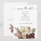 Aquarell Boho Rose & Neutrales  Save the Date Einladung (Vorne/Hinten)