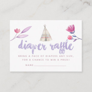 Aquarell Boho Stammes-Baby-Party-Windeln-Raffle Begleitkarte