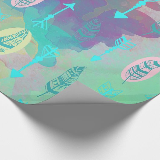 Aquarell Boho Stammes- Chic versieht Pfeil-Papier Geschenkpapier (Ecke)