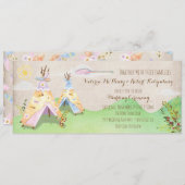 Aquarell Boho Stammes- Hochzeitrustikaler Teepee Einladung (Vorne/Hinten)