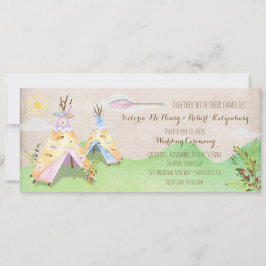 Aquarell Boho Stammes- Hochzeitrustikaler Teepee Einladung