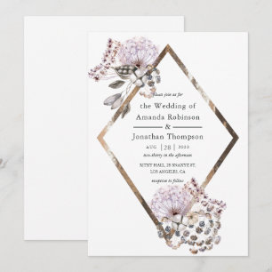 Aquarell Boho Trockenblumen Hochzeit Einladung