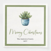 Aquarell-Boho-Weihnachtsbaum im rustikalen Stil Serviette (Vorderseite)