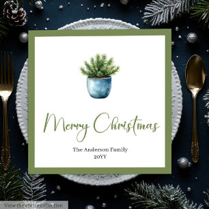 Aquarell-Boho-Weihnachtsbaum im rustikalen Stil  Serviette